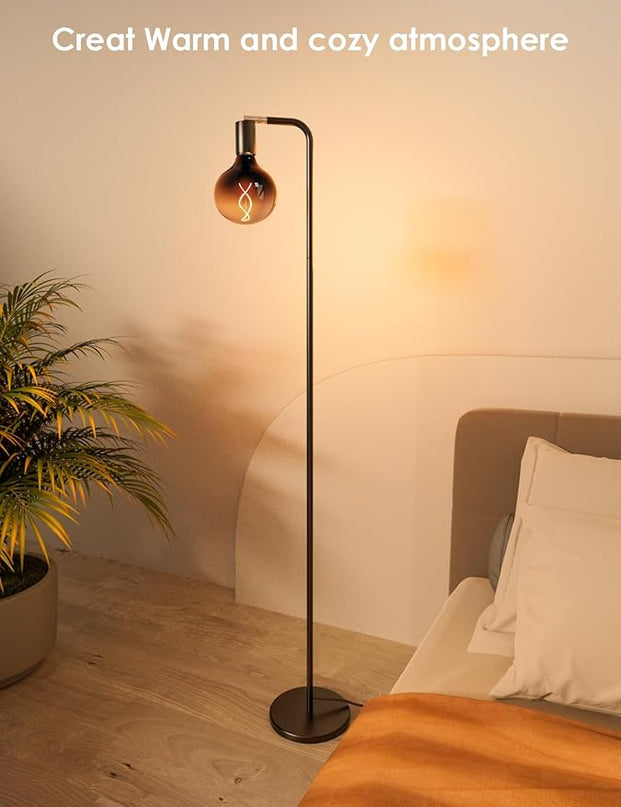 Modern Floor Lamps with Light Bulb, Industrial Floor Lamp for Living Room 5" Light Bulb 69" Tall Bright Warm White Standing Lamp, E26 Socket, On/Off Foot Switch for Office Bedroom - LeafyLoom