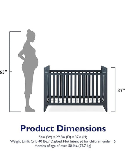 Baby Relax Miles 2-in-1 Convertible Crib, Graphite Blue - LeafyLoom