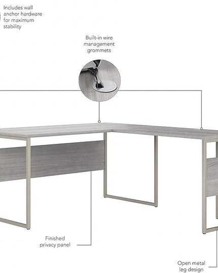 Bush Business Furniture Hybrid 60-inch L-Shaped Table Desk, Platinum Gray (HYB027PG) - LeafyLoom