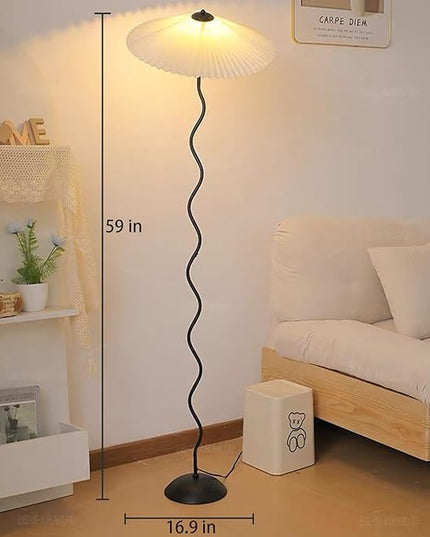 Pleated Floor Lamp, 3 Color Dimmable Floor Lamp, Retro Bedside Atmosphere Table Lamp for Bedroom, Living Room, Office ( Color : 4# , Size : Large ) - LeafyLoom