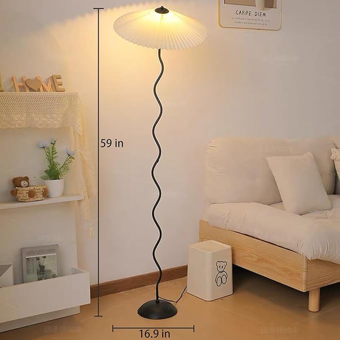 Pleated Floor Lamp, 3 Color Dimmable Floor Lamp, Retro Bedside Atmosphere Table Lamp for Bedroom, Living Room, Office ( Color : 4# , Size : Large ) - LeafyLoom