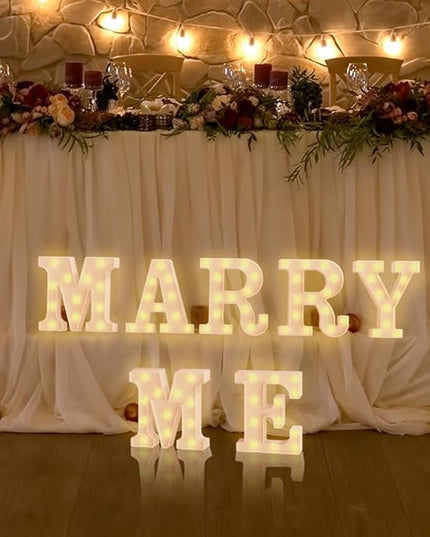 Marry Me Light Up Letters Marquee Letters for Wall Decor Led Light E Christmas Decorations Indoor Baby Shower Decorations for Girl Engagement Party Decorations for Bedroom Birthday Party Decorations - LeafyLoom