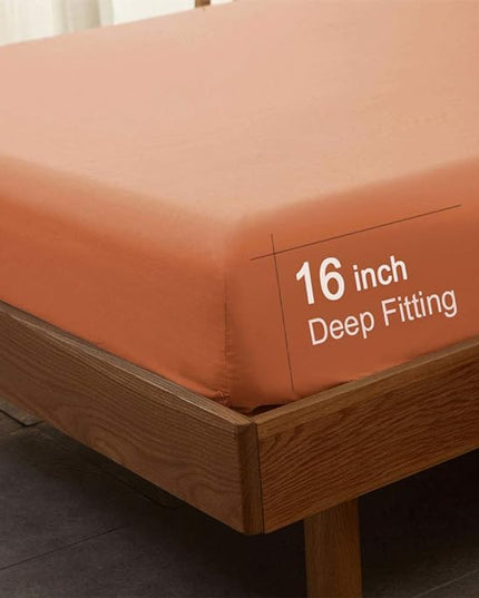 SONORO KATE Bed Sheet Set Super Soft Microfiber 1800 Thread Count Luxury Egyptian Sheets 16-Inch Deep Pocket，Wrinkle -3 Piece (Coral, Twin XL) - LeafyLoom