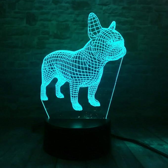French Bulldog Night Light 3D Illusion Table Lamp Puppy Dog 7 Changing Color Toys Birthday Christmas Gifts for Kids Boys Girls Home Bed Room Decor - LeafyLoom