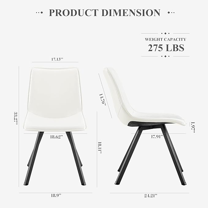 COLAMY PU Leather Dining Chairs Set of 4, High Back Modern Dining Room Kitchen Side Chair with Metal Legs for Home/Living Room/Office, White - LeafyLoom