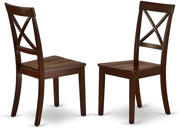 East West Furniture ANBO3-MAH-W Antique 3 Piece Set Contains a Round Kitchen Table with Pedestal and 2 Dining Chairs, 36x36 Inch - LeafyLoom