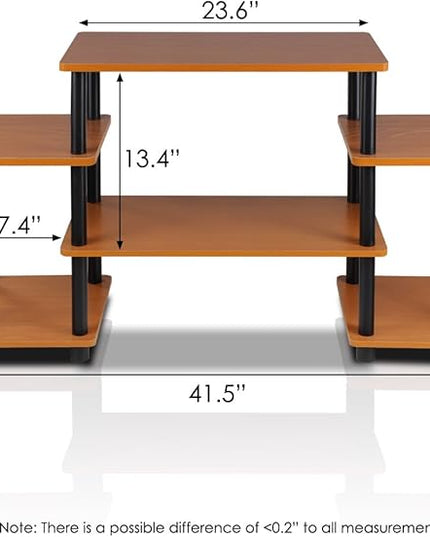 Furinno No Tools Tube Entertainment Center, Light Cherry/Black, Square Corner - LeafyLoom