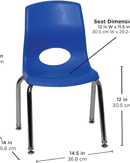 Children's Factory Angeles MyPosture Plus Kids/Teen Classroom Desk Chair, Classroom Seating For Kids, 12" H Seat, Blue - LeafyLoom