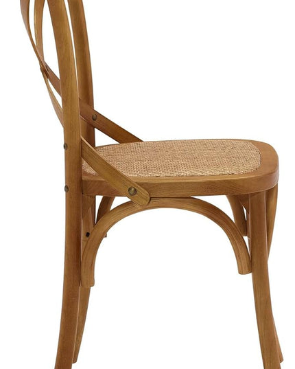 Modway Gear Rustic Modern Farmhouse Elm Wood Rattan Two Dining Chairs in Walnut - LeafyLoom