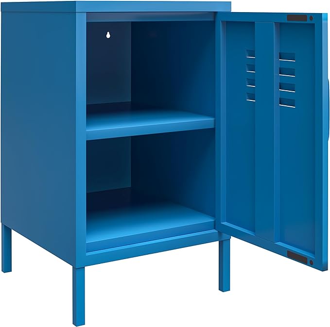 Novogratz Cache Metal Locker, Blue End Table - LeafyLoom