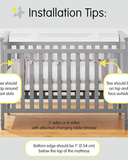 BreathableBaby Breathable Mesh Liner for Full-Size Cribs, Classic 3mm Mesh, White (Size 2FS Covers 2 Sides) - LeafyLoom