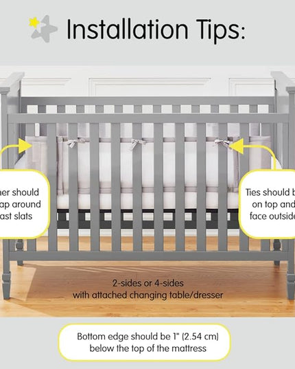 BreathableBaby Breathable Mesh Liner for Full-Size Cribs, Classic 3mm Mesh, Gray (Size 2FS Covers 2 Sides) - LeafyLoom