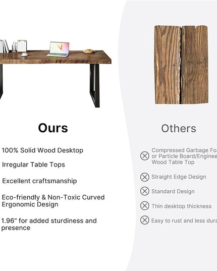 Desk / 55 inches,Solid Wood Desk Classical Style Home Office Desks/New Chinese Style Computer Table/Wooden Desk/Brown Desk - LeafyLoom