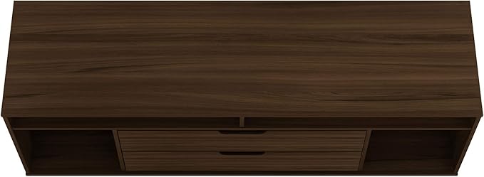Manhattan Comfort Rockefeller Modern 2 Drawers Living Room Television Stand with Metal Legs, 62.99", Brown - LeafyLoom