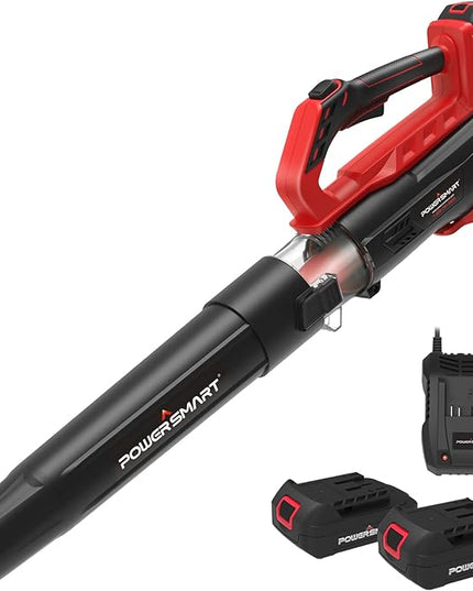 PowerSmart 20V Cordless Leaf Blower with 2 Batteries and Charger, Blowers for Lawn Care, Snow Blowing & Yard Cleaning - LeafyLoom