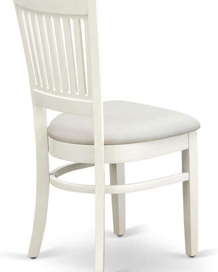 East West Furniture ANVA5-LWH-C 5 Piece Dining Room Table Set Includes a Round Kitchen Table with Pedestal and 4 Linen Fabric Upholstered Dining Chairs, 36x36 Inch, Linen White - LeafyLoom