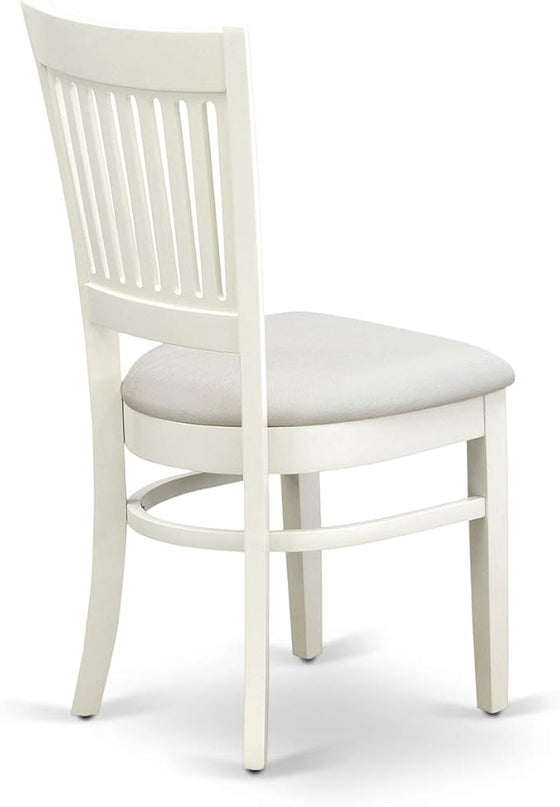 East West Furniture ANVA5-LWH-C 5 Piece Dining Room Table Set Includes a Round Kitchen Table with Pedestal and 4 Linen Fabric Upholstered Dining Chairs, 36x36 Inch, Linen White - LeafyLoom