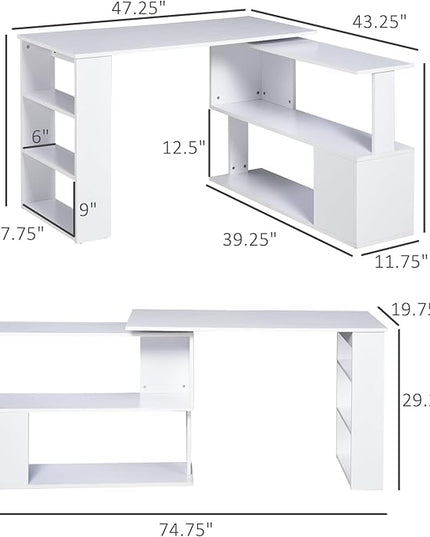 NicBex Kimberly-DW-00213-LWJ Home Office Desks, 47.25"x43.25"x29.25", White - LeafyLoom