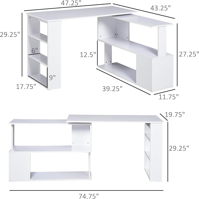 NicBex Kimberly-DW-00213-LWJ Home Office Desks, 47.25"x43.25"x29.25", White - LeafyLoom