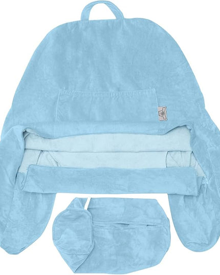 Husband Pillow XXL Cover Only Sky Blue, Cozy Microfiber Bed Rest Pillow Cover with Arms - Array of Colors - Generous Side and Back Pockets for Your Favorite Comfy Reading Pillow - LeafyLoom