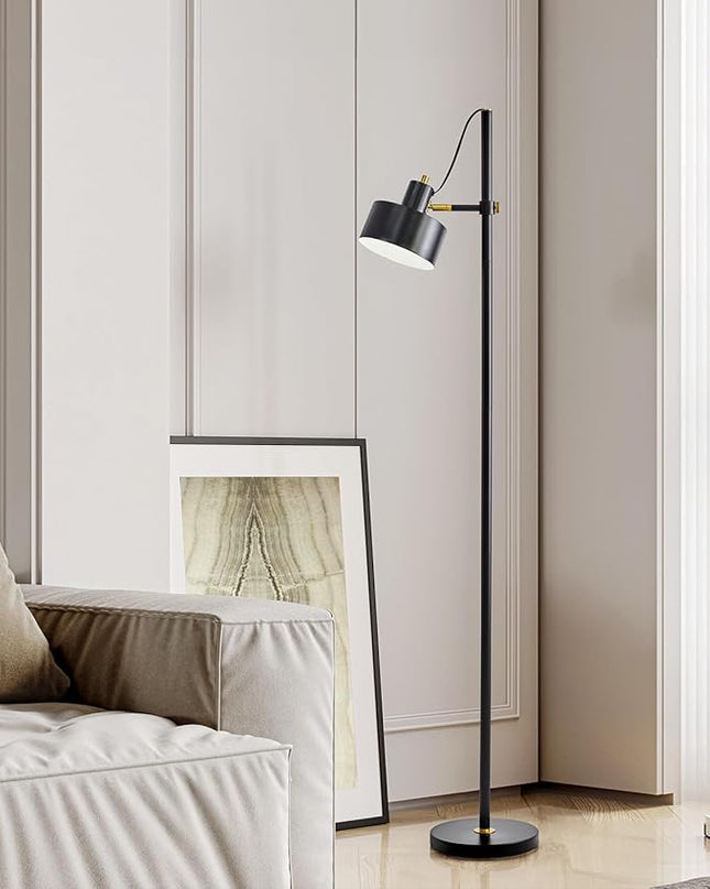 OYEARS Floor Lamp for Living Room Bright Lighting Tall Modern Industrial Vintage Standing Corner Lamps LED Metal Light Office Bedroom Study Gold Black White Matte Accent (1-Light, Black) - LeafyLoom