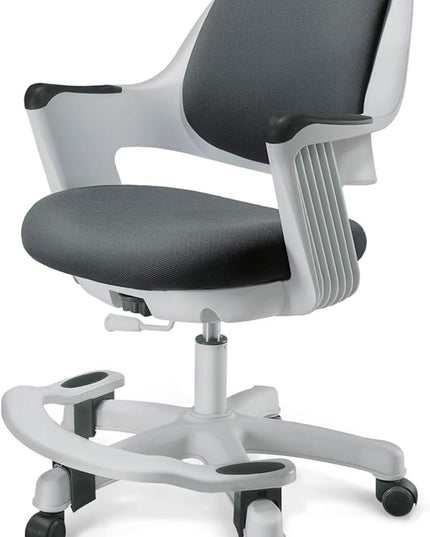 Kids Desk Chair: Ergonomic Kids Computer Chair | Adjustable Kids Office Chair with Wheels & Arms | Study Chair for Girls and Boys - Kids Chair Desk with Wheel Covers (Cyber Gray) - LeafyLoom