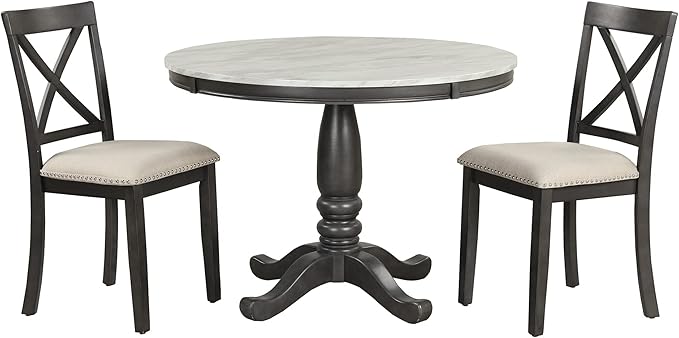 NicBex Dining Table Set Kitchen & Dining Room Tables 5 Pieces Dining Table and Chairs Set for 4 Persons, Kitchen Room Solid Wood Table with 4 Chairs for Small Space, Gray - LeafyLoom