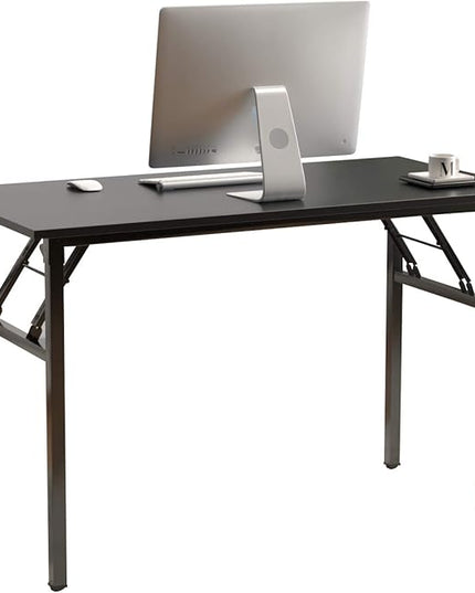 DlandHome Folding Computer Desk Table 47inch Writing Desk No Need Installation Home Office Folding Table Workstation - LeafyLoom