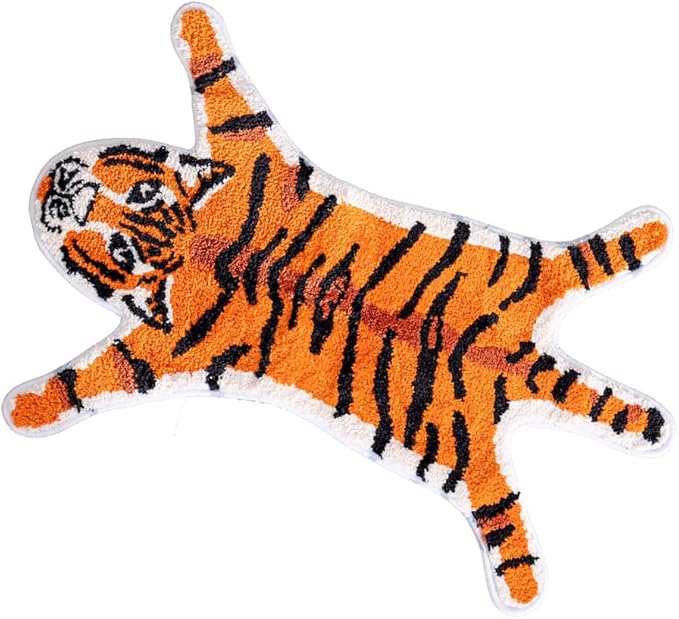 Tiger Shaped Rug Animals Bath Mat Non-Slip, Door Mat for Bedroom Kitchen Cartoon Area Rug for Bathroom Tub Soft Bathmat - LeafyLoom