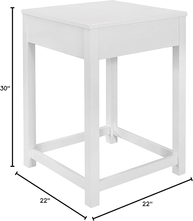 Lexicon Ozias Square Home Office Corner Unit Table, 22" x 22", White - LeafyLoom