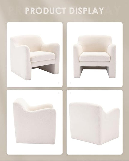 COLAMY Sherpa Accent Chair Set of 2, Living Room Chair, Comfy Accent Armchair with Back, Modern Accent Leisure Chair for Living Room Bedroom, Cream - LeafyLoom