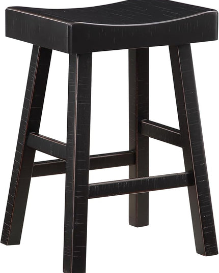 Lexicon Bar Table Set for 3, Small Kitchen table set Kitchen Island Table with 3 Saddle Bar Stools, 4 Piece Dining Table Set for Breakfast Nook, Living Room, Apartment, Counter Height, Black - LeafyLoom