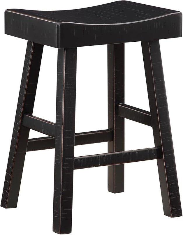 Lexicon Bar Table Set for 3, Small Kitchen table set Kitchen Island Table with 3 Saddle Bar Stools, 4 Piece Dining Table Set for Breakfast Nook, Living Room, Apartment, Counter Height, Black - LeafyLoom