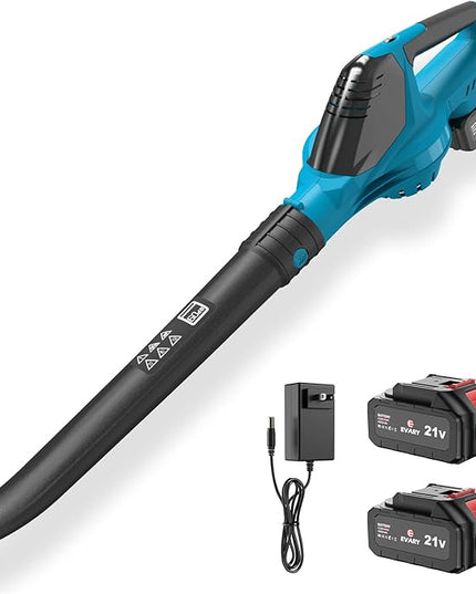Leaf Blower Cordless with Battery and Charger, 21V Brushless 8000mAh 5 Speeds Adjustable Cordless Battery Powered Blower for Lawn Care, Electric Leaf Blower Cordless with 2 Batteries Cordless Blower - LeafyLoom