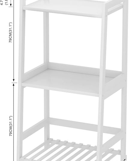 Bathroom Shelves, 3 Tier Ladder Shelf Bamboo Nightstand Open Shelving, Bookshelf Bookcase End Table Plant Stand for Living Room, Bedroom, Bathroom, Kitchen, Balcony - LeafyLoom
