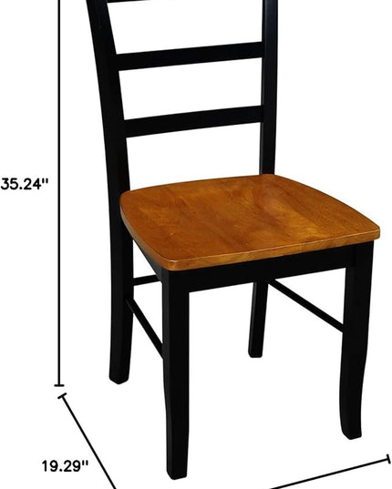 International Concepts Pair of Madrid LadderBack Chairs, Black/Cherry - LeafyLoom