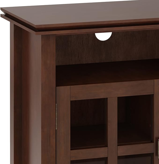 SIMPLIHOME Artisan SOLID WOOD 48 Inch Wide Contemporary TV Media Stand in Russet Brown for TVs up to 55 Inches, For the Living Room and Entertainment Center - LeafyLoom