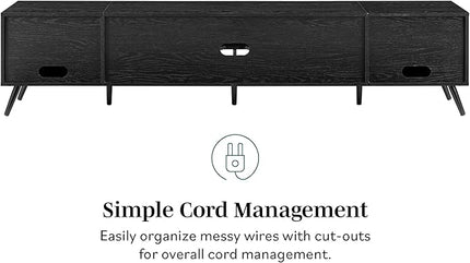 Walker Edison Nora Modern Minimal Open-Shelf Stand for TVs up to 90 Inches, 80 Inch, Black - LeafyLoom