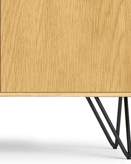 SIMPLIHOME Hunter 60 inch x 18 inch Rectangle Industrial Contemporary Sideboard Buffet in Oak Veneer for The Dining Room and Kitchen - LeafyLoom