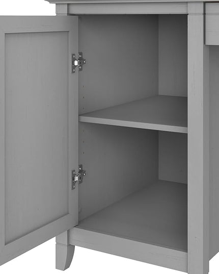 Bush Furniture Key West Computer Desk with Storage | Farmhouse PC Table for Home Office, 54W, Cape Cod Gray - LeafyLoom