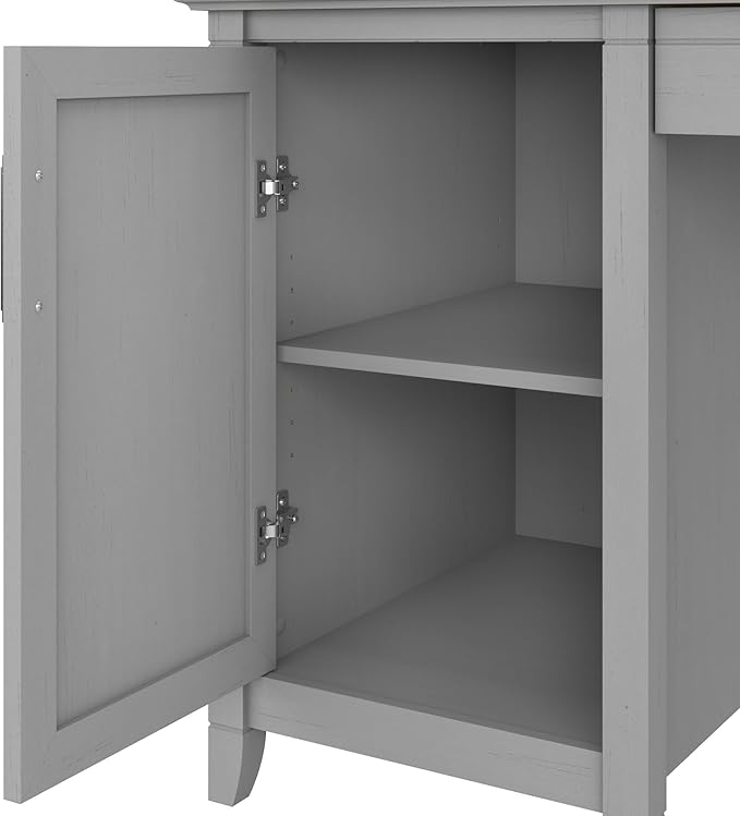 Bush Furniture Key West Computer Desk with Storage | Farmhouse PC Table for Home Office, 54W, Cape Cod Gray - LeafyLoom