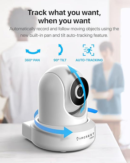 Amcrest 1080P WiFi Security Camera 2MP Indoor Pan/Tilt Wireless IP Camera, IP2M-841W (White) Amcrest