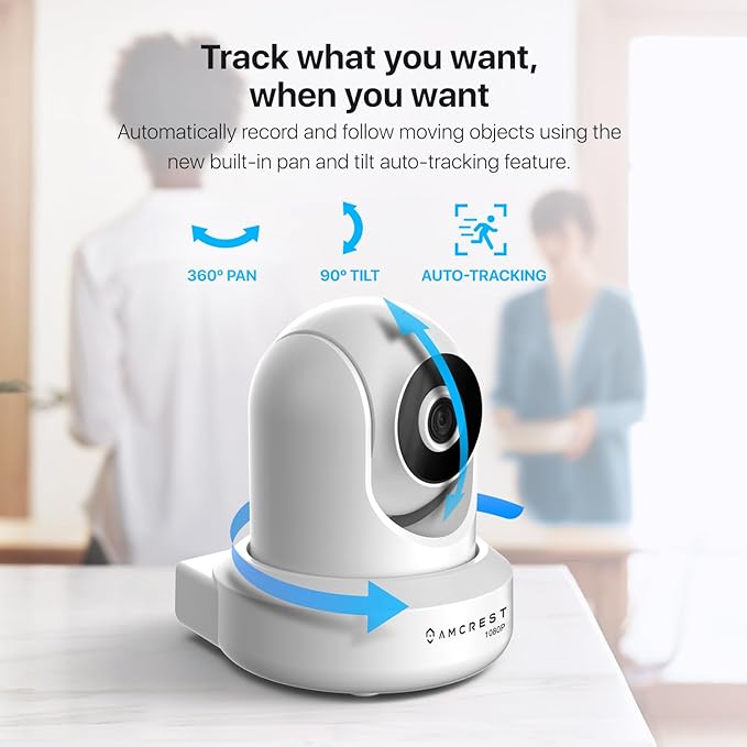 Amcrest 1080P WiFi Security Camera 2MP Indoor Pan/Tilt Wireless IP Camera, IP2M-841W (White) Amcrest