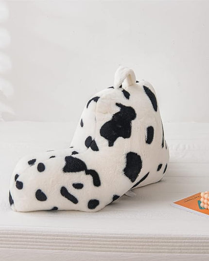 A Nice Night Faux Fur Reading Pillow Bed Wedge Large Adult Children Backrest with Arms Back Support for Sitting Up in Bed/Couch for Bedrest,Cow - LeafyLoom