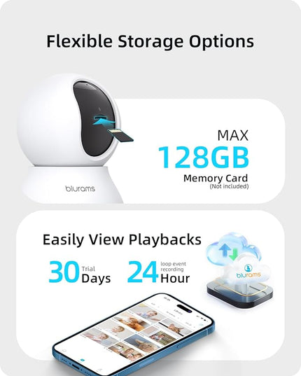 blurams Indoor Camera 2K, Cameras for Home Security 5GHz, 360° Pet Camera w/Motion Tracking, Phone App, 2-Way Audio, IR Night Vision, Siren, Works with Alexa & Google Assistant Blurams