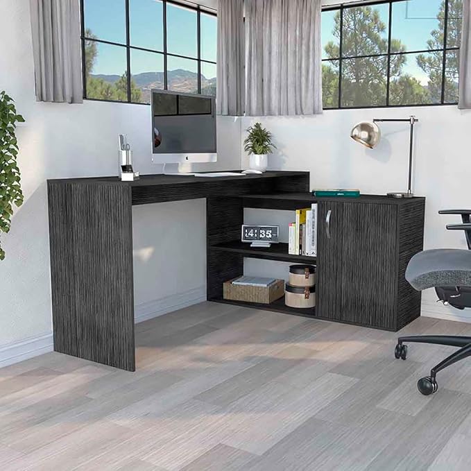 NicBex Kimberly-DW-00199-LWJ Home Office Desks, 59.64"x45.86"x30.11", Gray - LeafyLoom