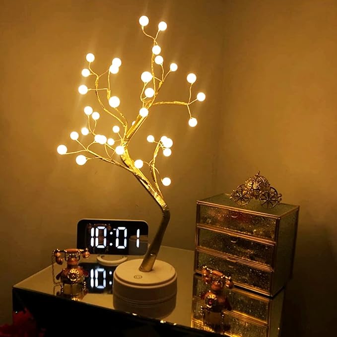 OTAVILEM Bonsai Tree Light for Room Decor, Aesthetic Pearl Tree Lamps for Living Room, Cute Night Light for House Decor, Good Ideas for Gifts, Home Decorations, Weddings, Christmas, Holidays - LeafyLoom