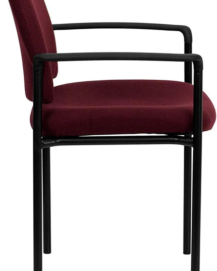 Flash Furniture Tiffany Comfort Burgundy Fabric Stackable Steel Side Reception Chair with Arms - LeafyLoom