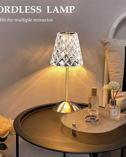 Cordless Metal Desk Lamp, Touch Sensor Control LED Table Lamp,3 Color Stepless Dimmable Battery Powered Lamp,Night Light for Kids Nursery,Bedroom/Desk/Cafe (Gold-1) - LeafyLoom