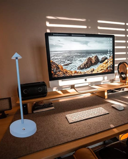 Cordless Table Lamps,Rechargeable Led Touch Bar Lamp,Portable Battery Desk Lamp,Brightness Dimmable Small Table Lamps,Minimalist Design,for Living Room/Restaurant/Couple Dinner/(Blue) - LeafyLoom